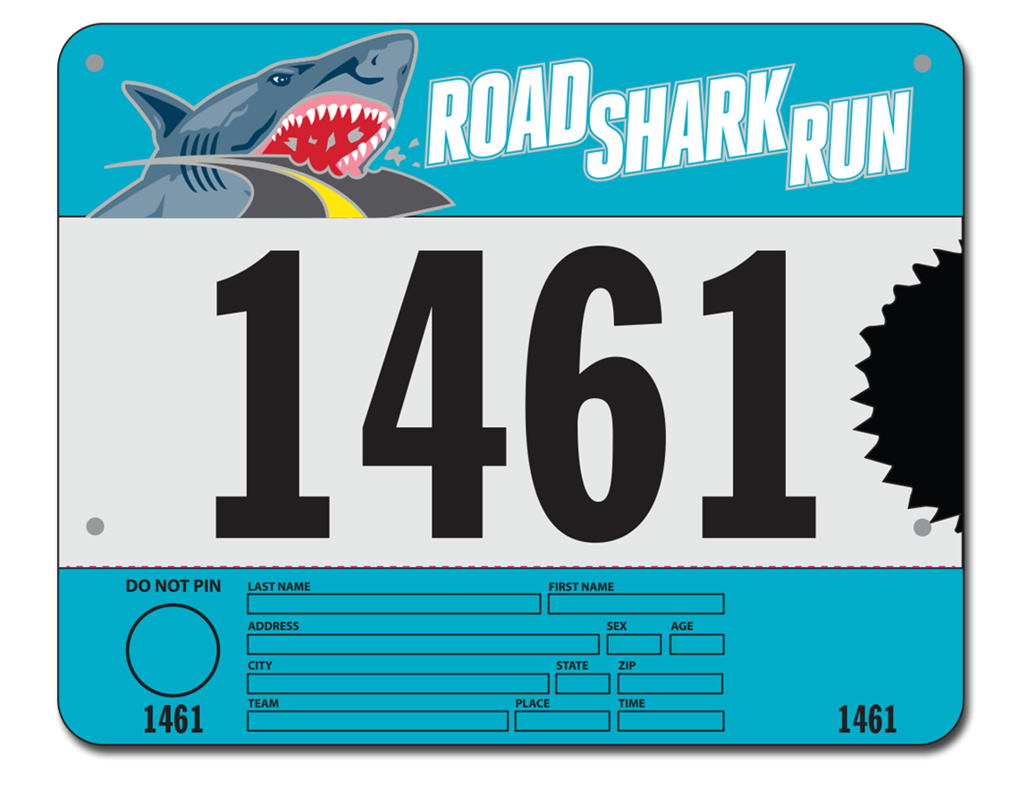 Show details for Race Numbers Two Sided Black Back with Tear Tags - Timers