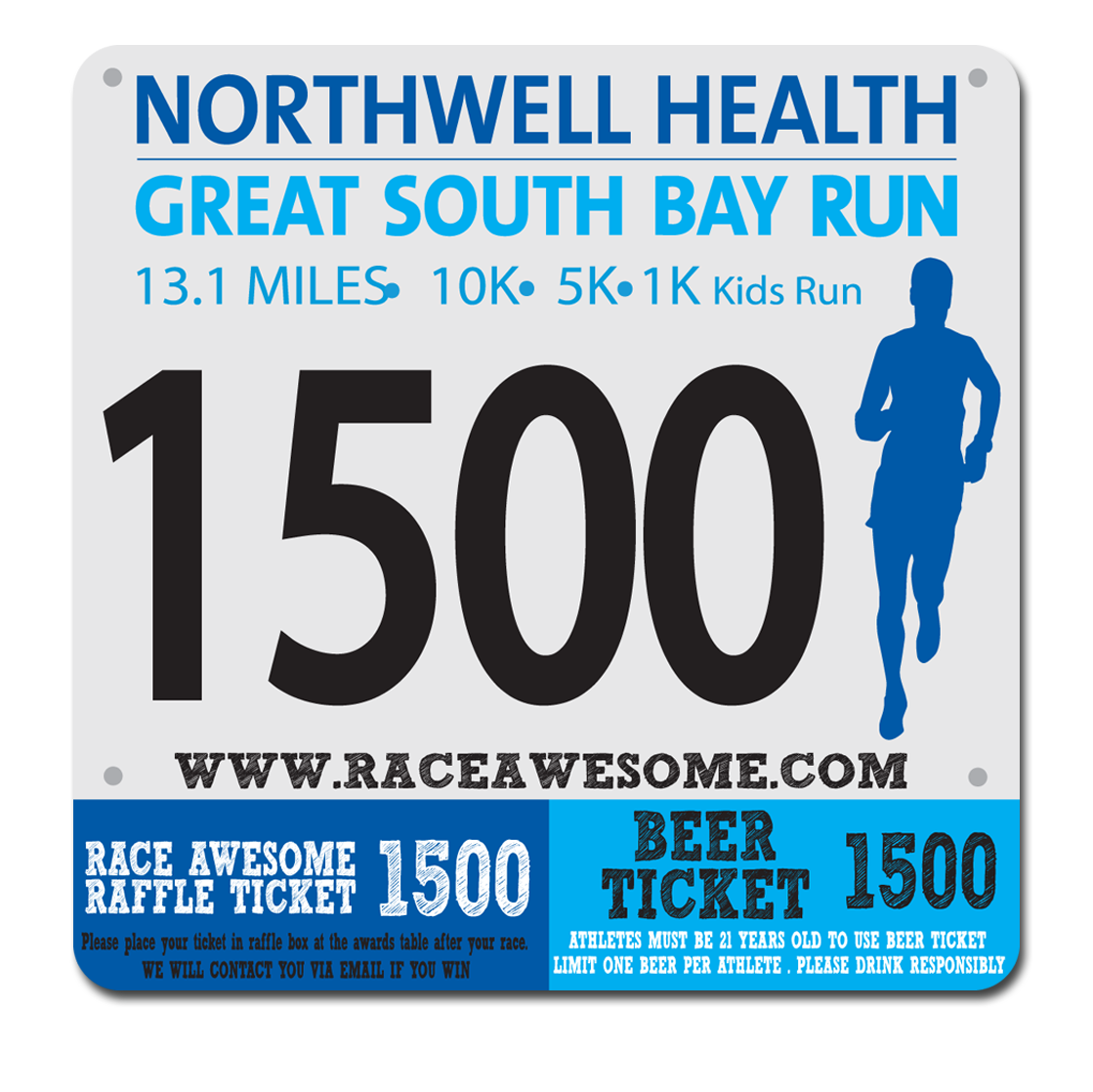 Show details for Race Numbers Two Sided Black Back with Tear Tags - Timers