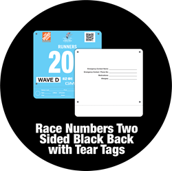 Show details for Race Numbers Two Sided Black Back with Tear Tags